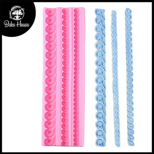 Wave Pattern Silicone Fondant Lace Mold 3 Cavity