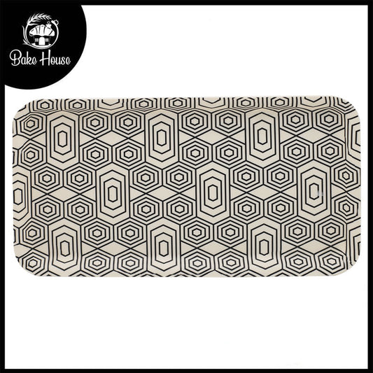 Geometric Pattern Bamboo Fibre Rectangle Serving Tray 30x16cm