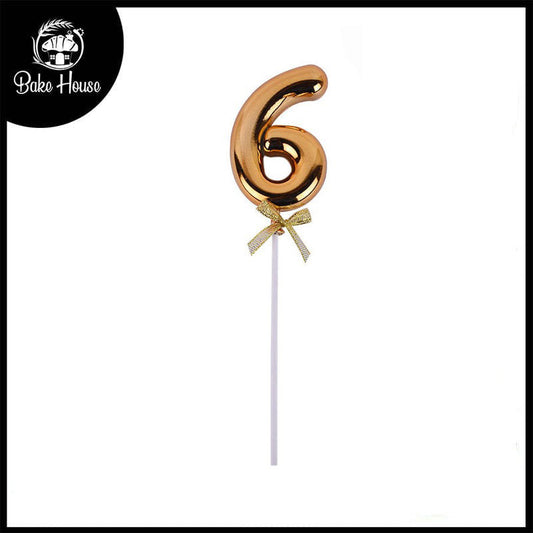 Birthday Anniversary Cake Decoration Number Topper 6 (Six) Golden