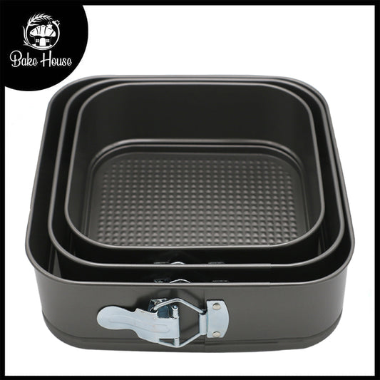 Square Springform Non-Stick Removeable Pan 3Pcs Set