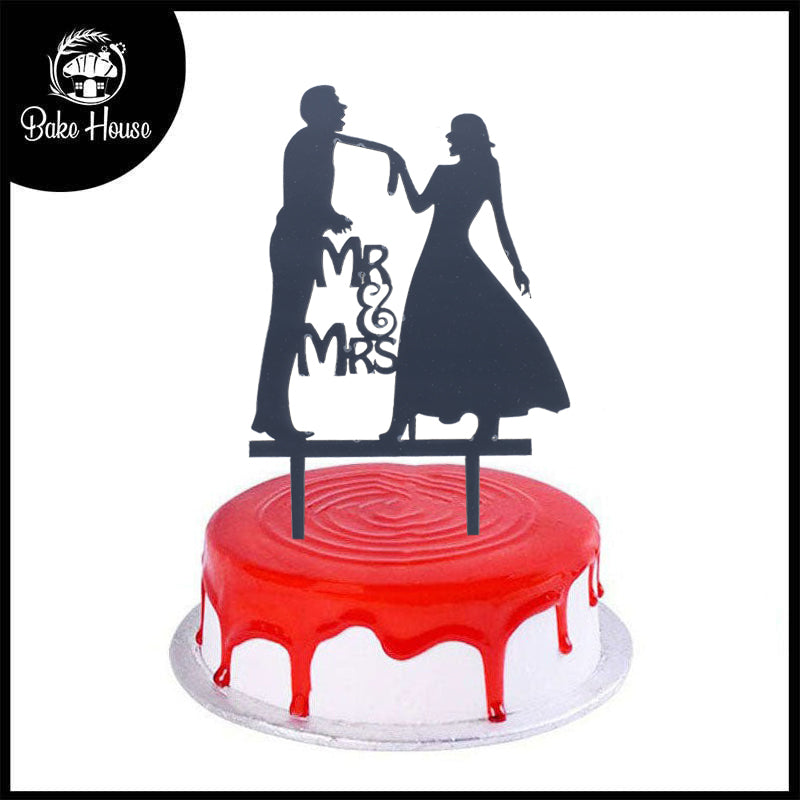 Mr & Mrs Dancing Couple Cake Topper Black