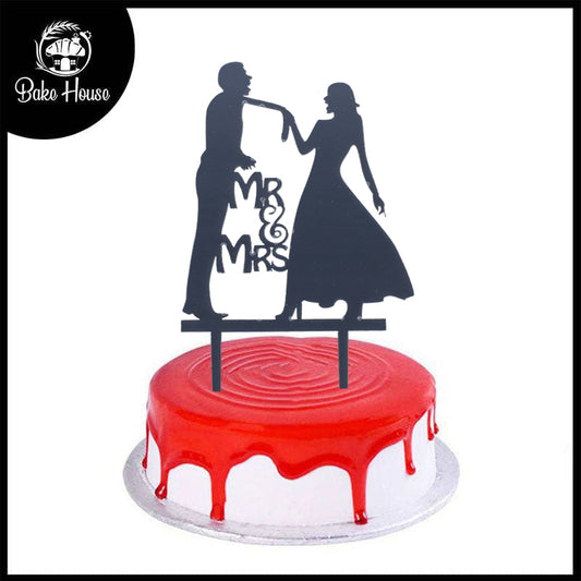 Mr & Mrs Dancing Couple Cake Topper Black
