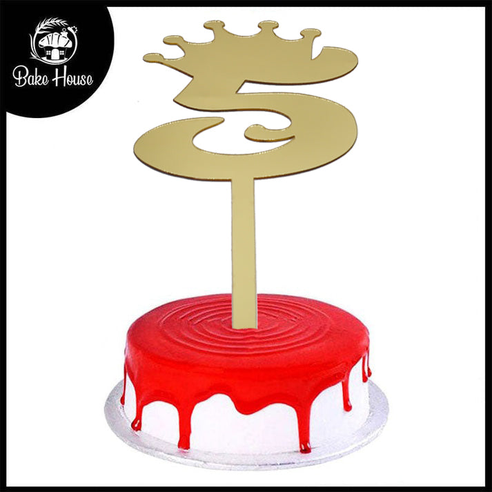 Number Cake Topper Golden  (Five)