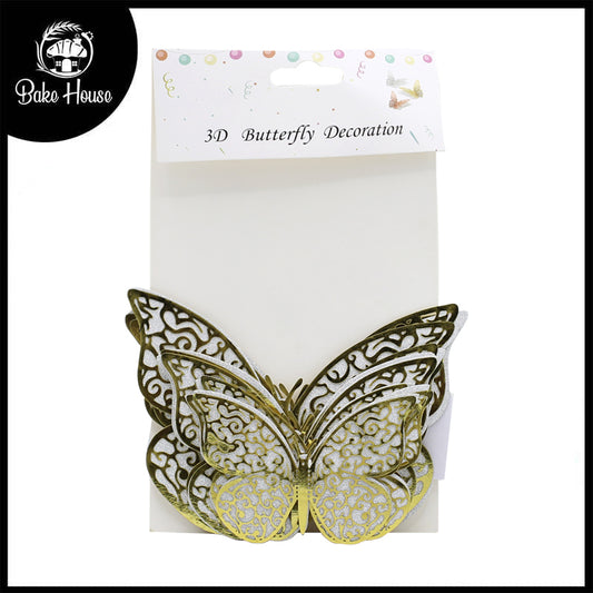 3D Silver Color Butterflies For Decoration 12Pcs Pack