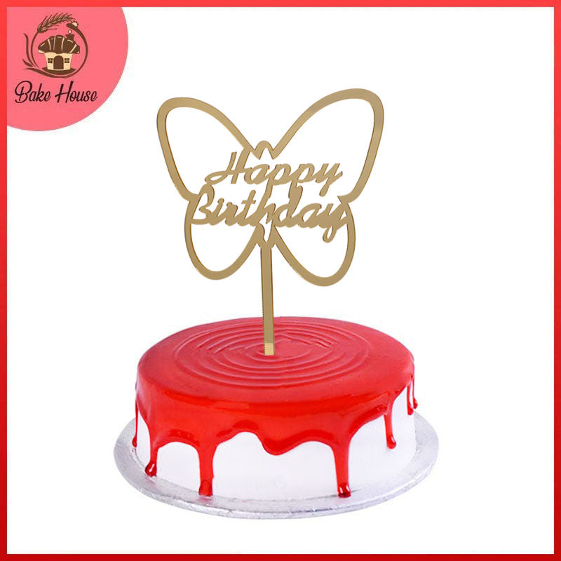 Happy Birthday Cake Topper In Butterfly Design