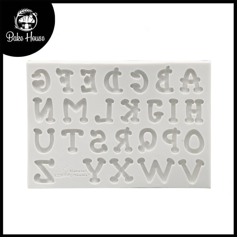 Uppercase Stylish Alphabet Silicone Fondant Mold 26 Cavity