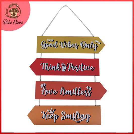 'Good Vibes Only, Think Positive..' Inspirational Quotes Wooden Wall Hanging Decor