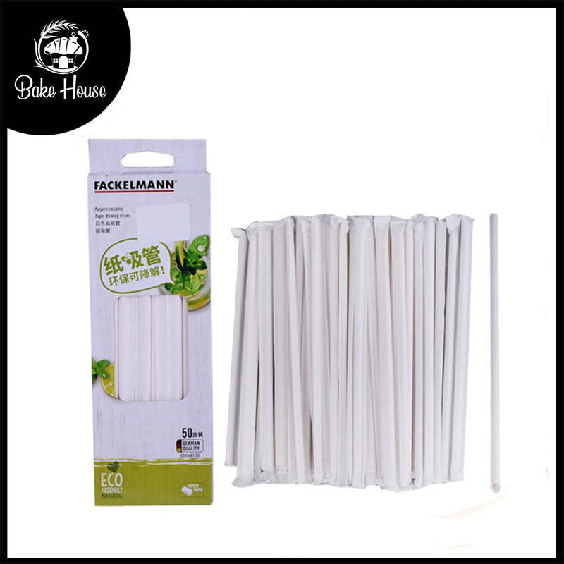 White Paper Straws 50pcs Pack