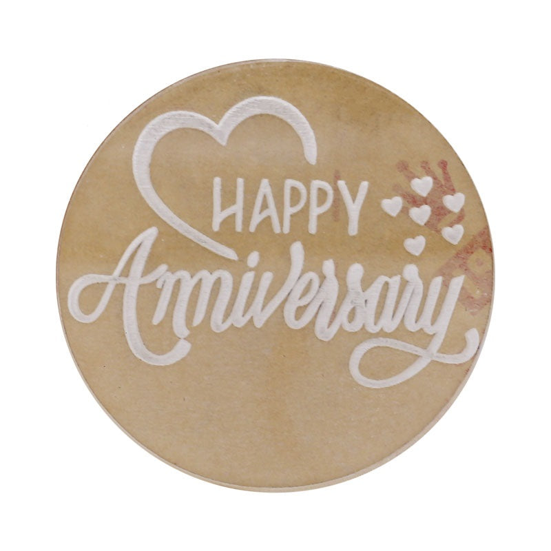 Happy Anniversary With Half Heart Fondant Stamp Plastic