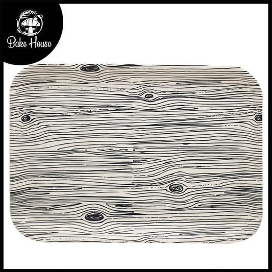 Wood Grain Texture Bamboo Fibre Rectangle Serving Tray 38.5x27cm