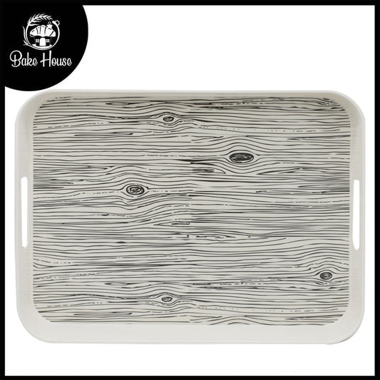 Wood Grain Texture Bamboo Fibre Rectangular Deep Serving Tray 40.5x31cm
