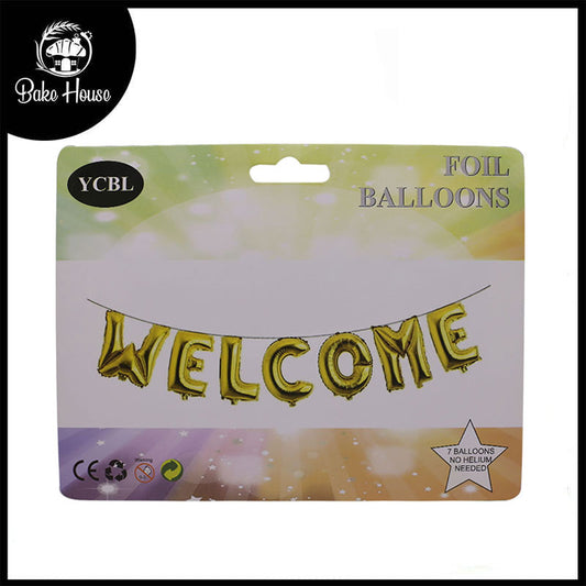 Golden Welcome Letters Shape Foil Balloons Wall Banner For Party Decoration