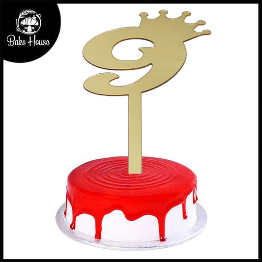 Number Cake Topper Golden  (Nine)