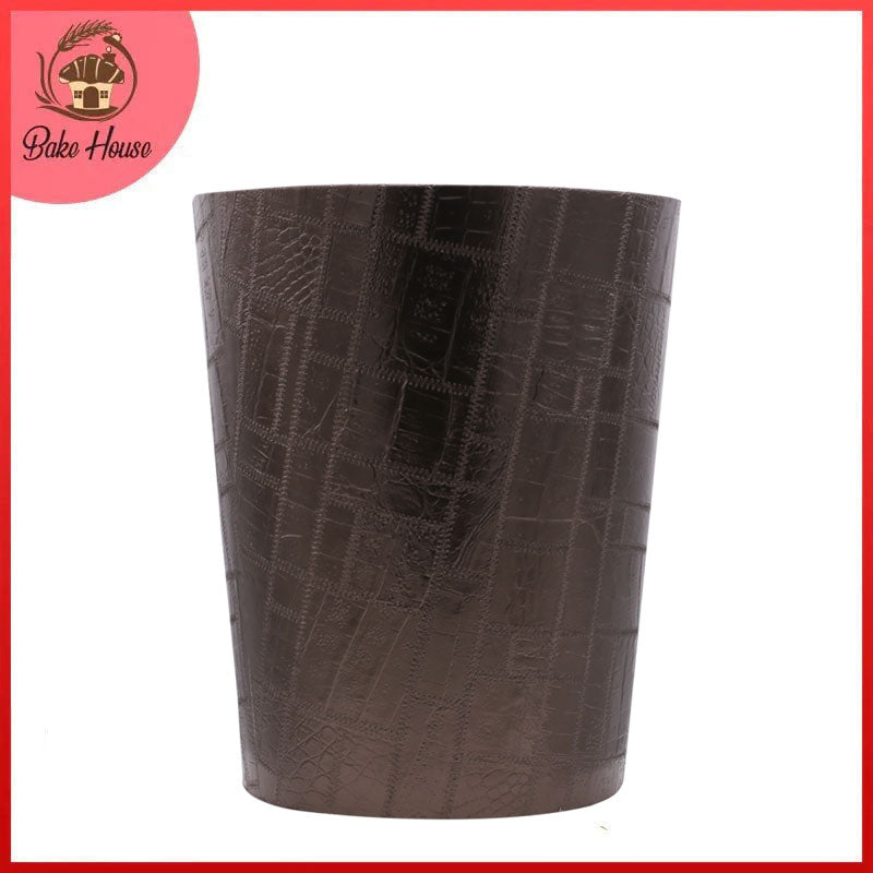 Round Leather Texture Waste Bin