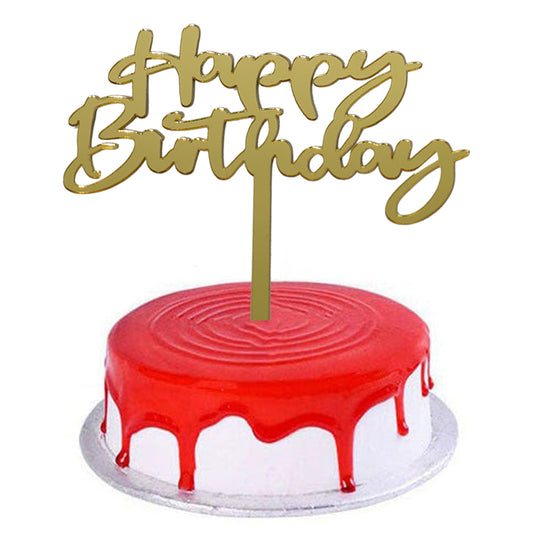 Happy Birthday Cake Topper Golden