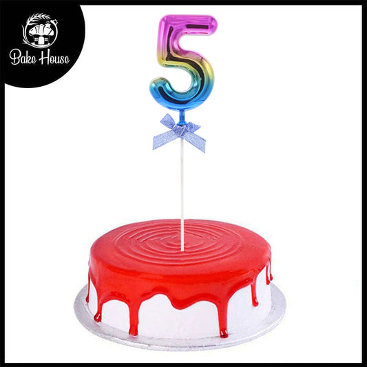 5 Number Multicolor Cake Topper