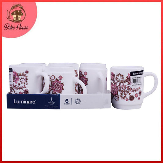 Luminarc Mandala Design Tea, Milk And Coffee Drinking Cups 6 Pcs Set