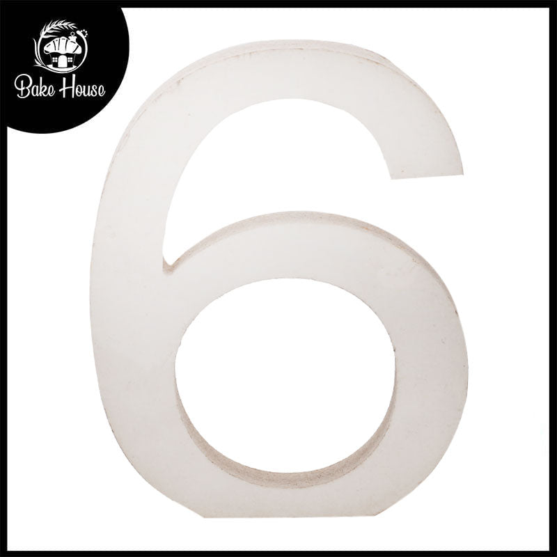 Freestanding Wooden Uppercase Number 6