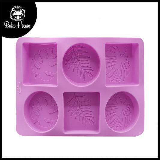3 Rectangle & 3 Oval Shapes Leave Design Silicone Soap Mold 6 Cavity