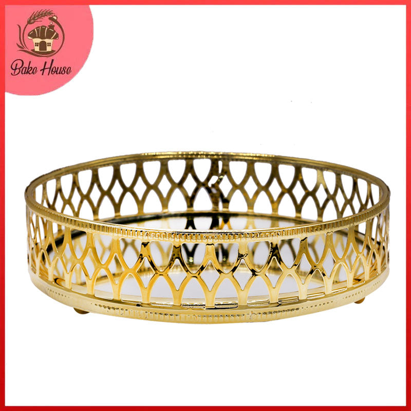 Decorative Cosmetics Organizer Round Mirror Tray