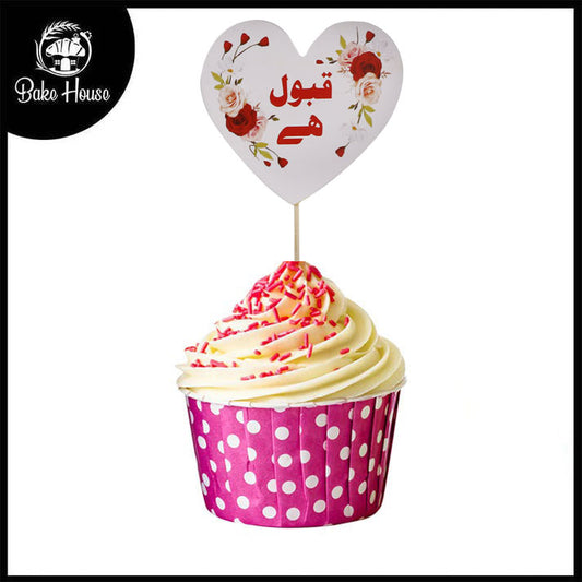 Qabool Hai Heart Cupcake Topper 6Pcs Pack