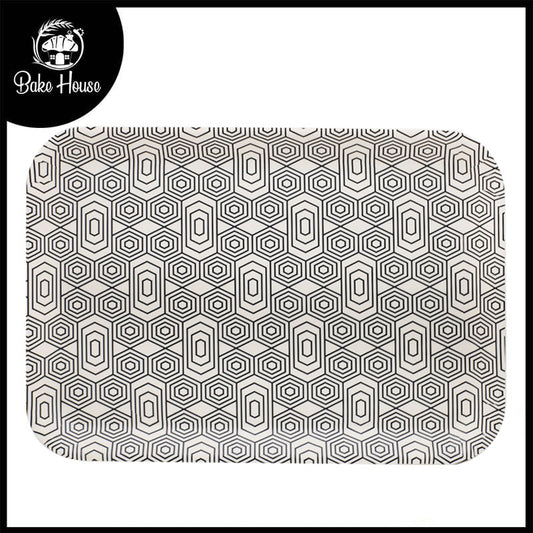 Geometric Pattern Bamboo Fibre Rectangle Serving Tray 38.5x27cm