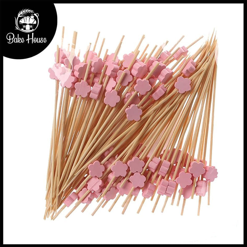 Bamboo Cocktail Picks With Decorative Top 100Pcs Pack