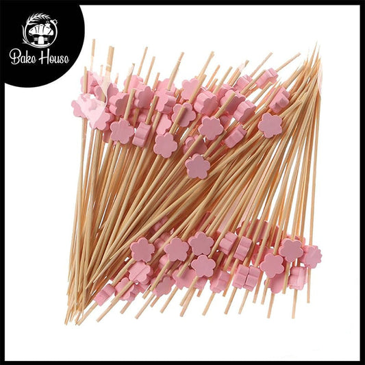 Bamboo Cocktail Picks With Decorative Top 100Pcs Pack