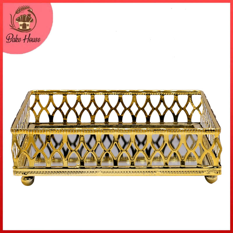 Decorative Cosmetics Organizer Square Mirror Tray