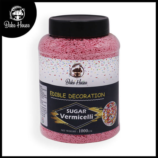 Edible Cake Decorating Vermicelli 1Kg Pack (Pink Color)