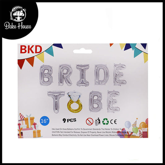 Silver Bride To Be Letters Shape Foil Balloons With Ring Design Wall Banner For Party Decoration