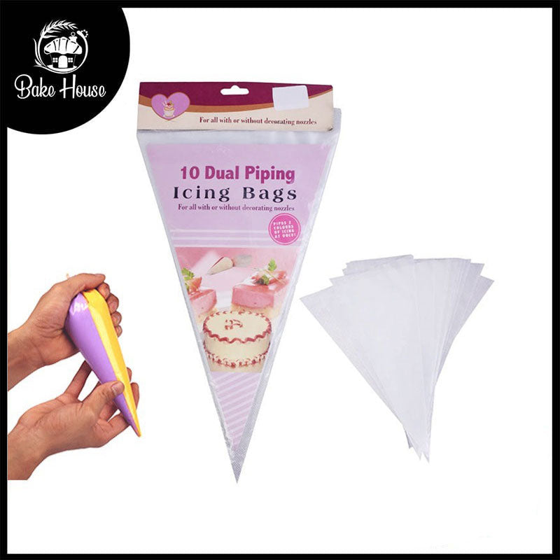 10Pcs Disposable Dual Piping Icing Bags 31cm