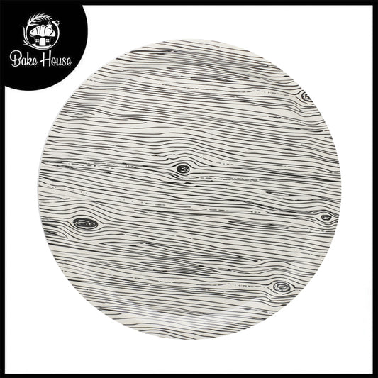 Wood Grain Texture Bamboo Fibre Round Serving Tray 35cm