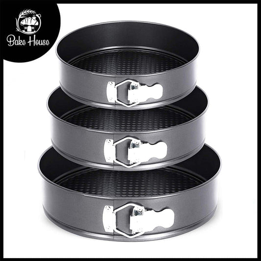 Round Springform Non-Stick Removeable Base Pan 3Pcs Set