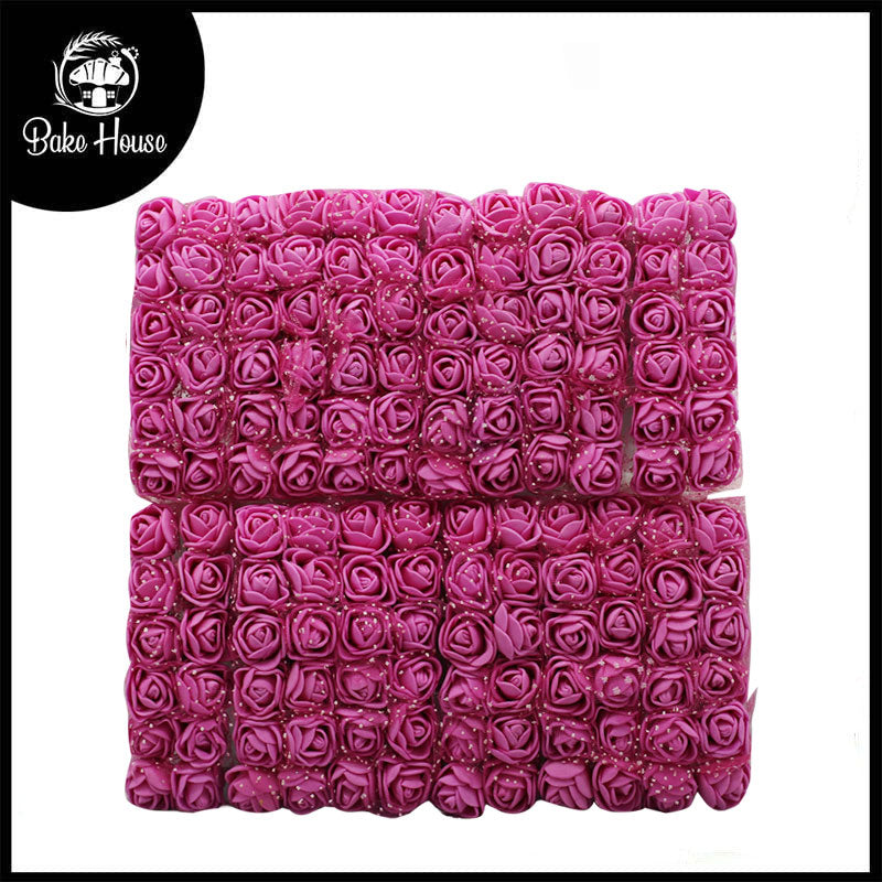 Artificial Paper Small Pink Rose Flower Topper 144Pcs set
