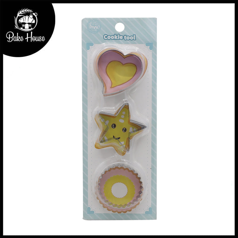 Heart, Star And Round Cookie Cutter Stainless Steel 3Pcs Set