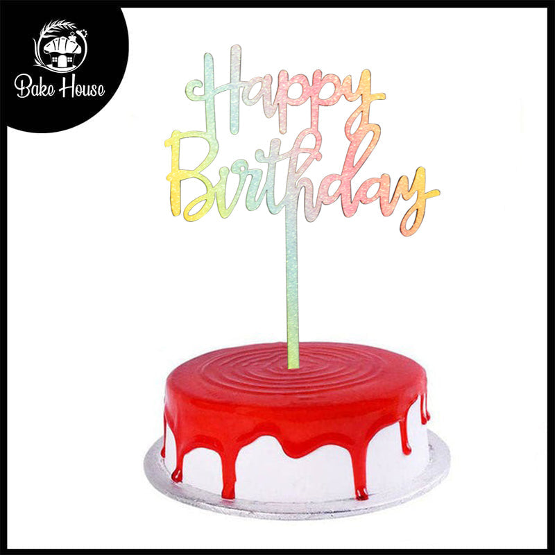 Happy Birthday Cake Topper Multicolor