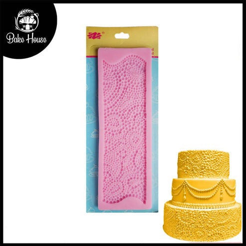 Multi Sizes Pearls Pattern Long Cake Border Silicone Fondant Mold Sheet