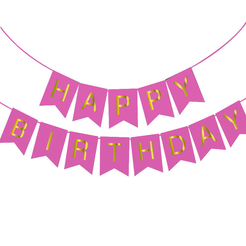 Happy Birthday Pink Bunting Banner For Birthday Party Decoration