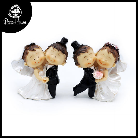 Newly Married Bride And Groom Cake Topper (Design 2)