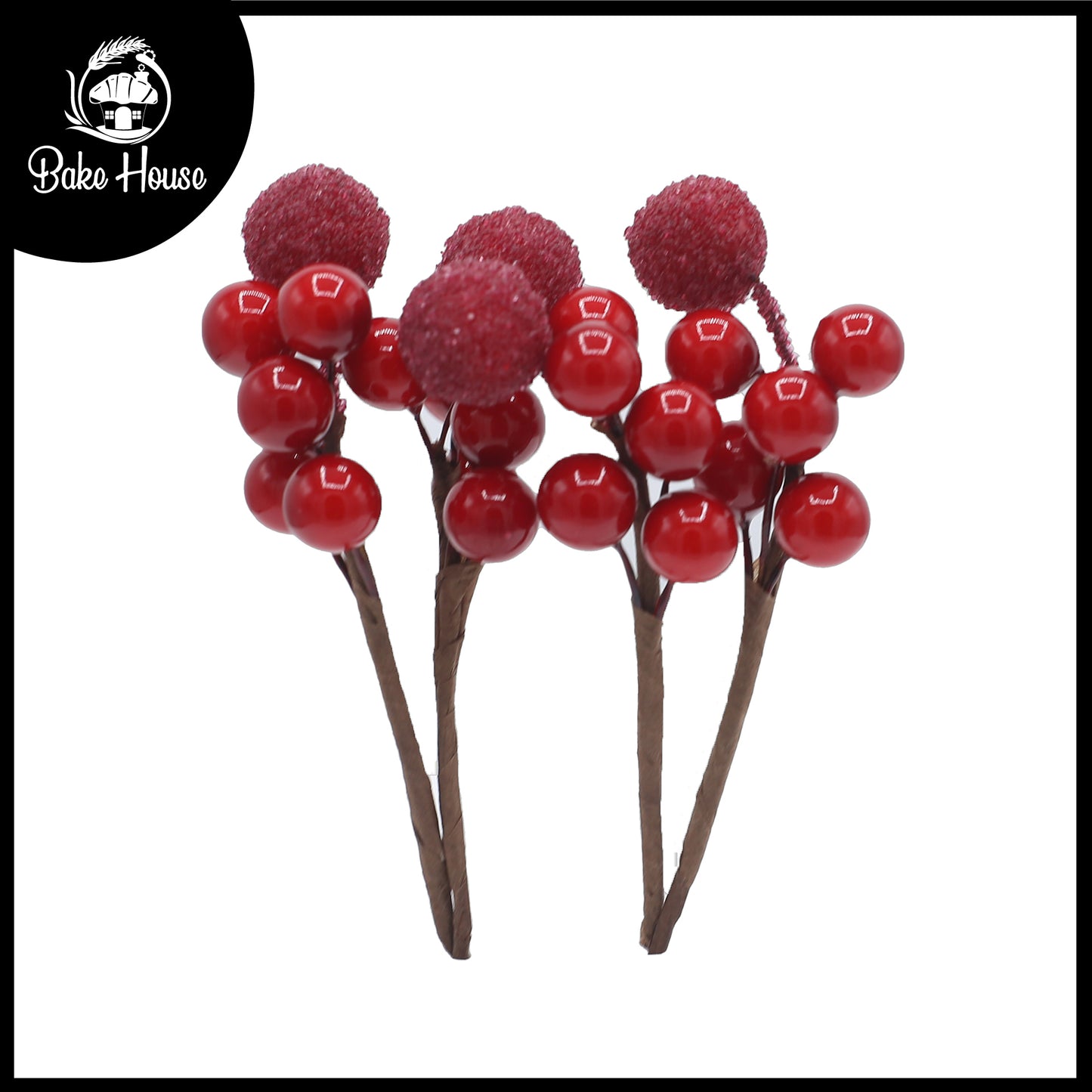 Red Berries Stick Cake Topper 4pcs