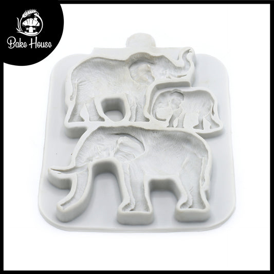 Elephant Silicone Fondant Mold 3 Cavity