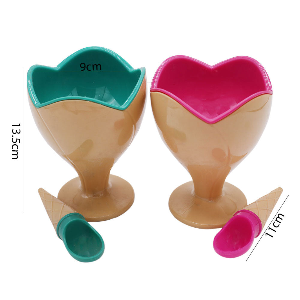 2Pcs Ice Cream Cup With Spoon Plastic