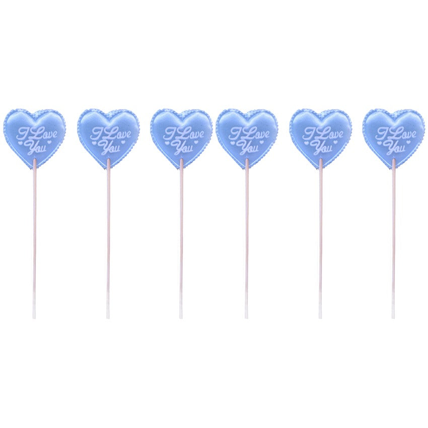 Double Sided It's A Boy & I Love You Message Cupcake Topper 6 Pcs Pack