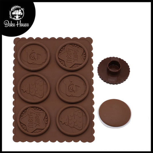 Merry Christmas Biscuit Chocolate Silicone Mold 6 Cavity