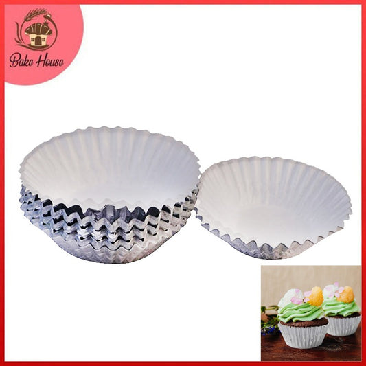 Silver 108 Pcs Aluminium Foil Baking Cupcake Muffin Liners, Wrappers