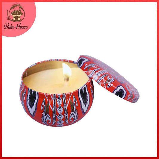 Aromatherapy Scented Candle With Decorative Multicolor & Designs Tin Can 6.5 cm
