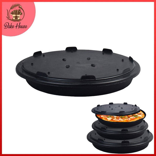 Pizza Pan Non Stick Iron 12 Inch with Plastic Lid