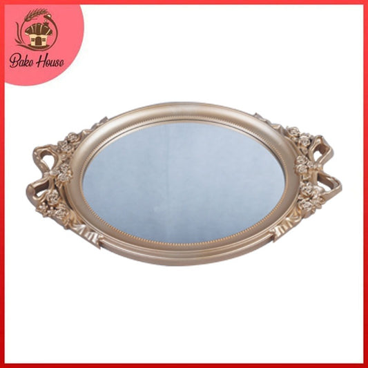 Oval Shape Decorative Mirrored Serving & Cosmetics Jewelry Organizer Tray
