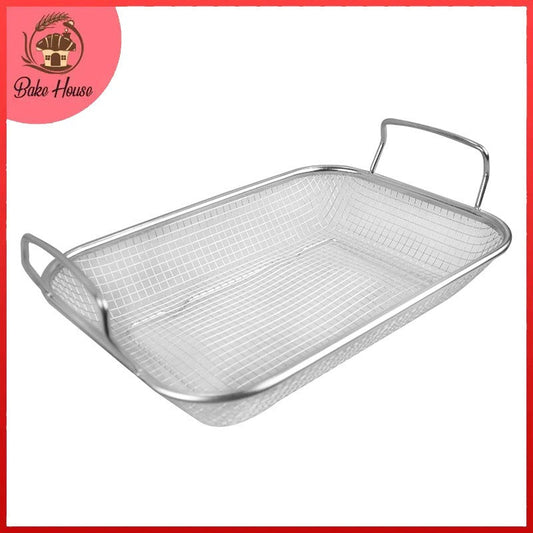 Rectangle Strainer Stainless Steel Fruit & Vegetable Basket 30x22x6 cm With Handles